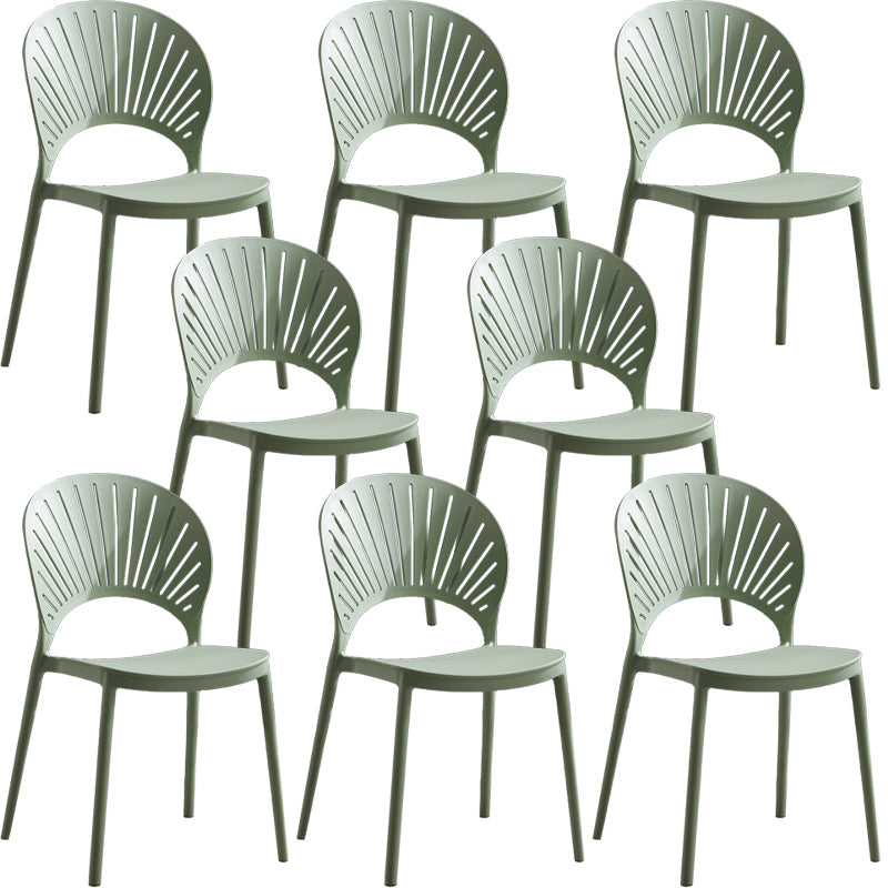 Home Contemporary Side Chair Open Back Shell-shaped Plastic Dining Room Chair Green Set of 8 Clearhalo ' kitchen&dining_furn' 'Dining Chairs' 'Dining Tables & Seating' 'dining_chair' 'Furniture' 'furniture_dining_chair' 'Kitchen & Dining Furniture' 'kitchen' 3453654