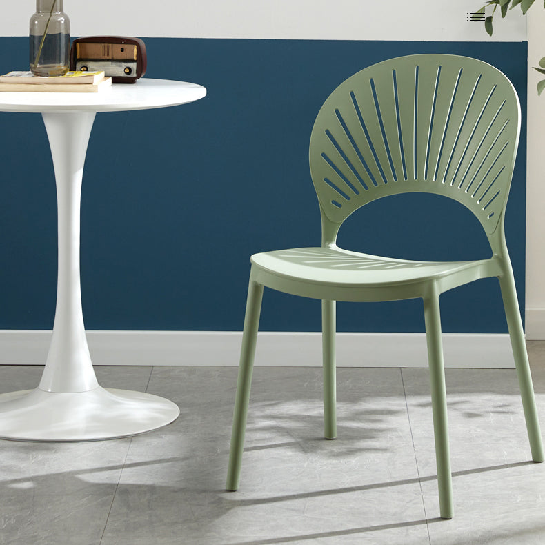 Home Contemporary Side Chair Open Back Shell-shaped Plastic Dining Room Chair Clearhalo ' kitchen&dining_furn' 'Dining Chairs' 'Dining Tables & Seating' 'dining_chair' 'Furniture' 'furniture_dining_chair' 'Kitchen & Dining Furniture' 'kitchen' 3453655