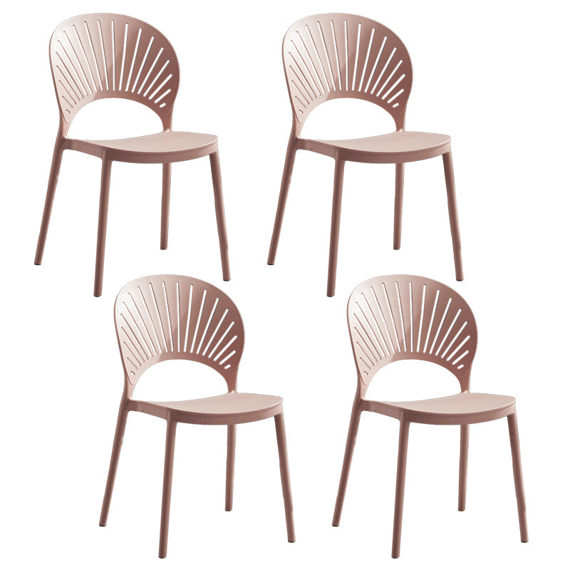 Home Contemporary Side Chair Open Back Shell-shaped Plastic Dining Room Chair Pink Set of 4 Clearhalo ' kitchen&dining_furn' 'Dining Chairs' 'Dining Tables & Seating' 'dining_chair' 'Furniture' 'furniture_dining_chair' 'Kitchen & Dining Furniture' 'kitchen' 3453656