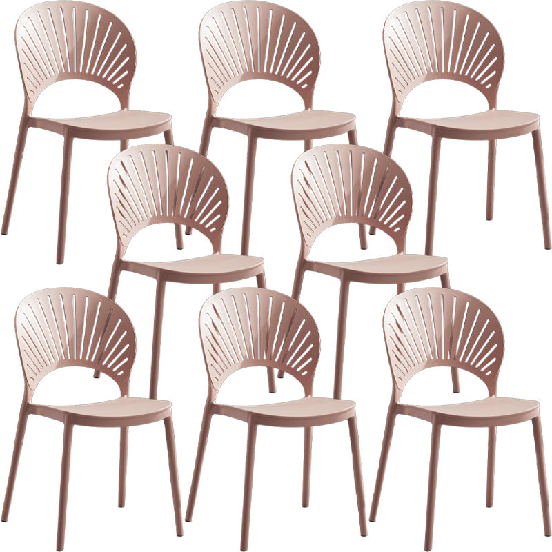Home Contemporary Side Chair Open Back Shell-shaped Plastic Dining Room Chair Pink Set of 8 Clearhalo ' kitchen&dining_furn' 'Dining Chairs' 'Dining Tables & Seating' 'dining_chair' 'Furniture' 'furniture_dining_chair' 'Kitchen & Dining Furniture' 'kitchen' 3453658