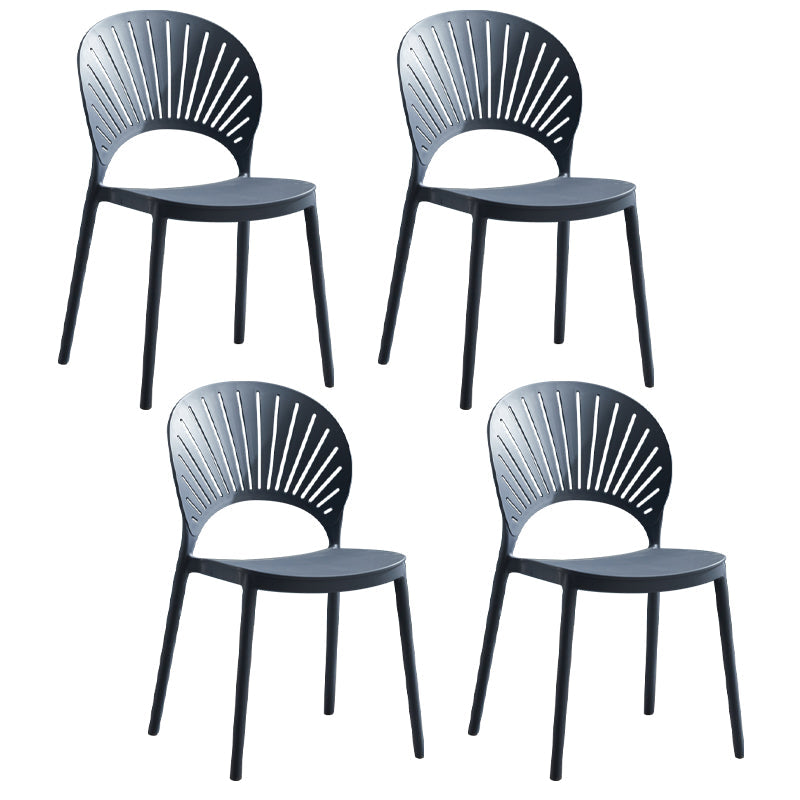Home Contemporary Side Chair Open Back Shell-shaped Plastic Dining Room Chair Grey Set of 4 Clearhalo ' kitchen&dining_furn' 'Dining Chairs' 'Dining Tables & Seating' 'dining_chair' 'Furniture' 'furniture_dining_chair' 'Kitchen & Dining Furniture' 'kitchen' 3453660