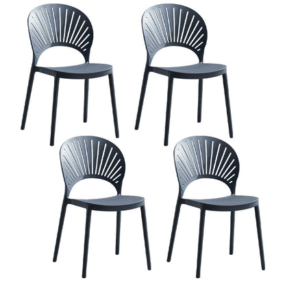 Home Contemporary Side Chair Open Back Shell-shaped Plastic Dining Room Chair Grey Set of 4 Clearhalo ' kitchen&dining_furn' 'Dining Chairs' 'Dining Tables & Seating' 'dining_chair' 'Furniture' 'furniture_dining_chair' 'Kitchen & Dining Furniture' 'kitchen' 3453660