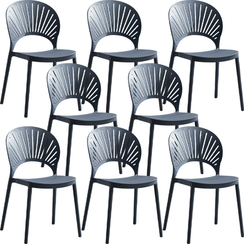 Home Contemporary Side Chair Open Back Shell-shaped Plastic Dining Room Chair Grey Set of 8 Clearhalo ' kitchen&dining_furn' 'Dining Chairs' 'Dining Tables & Seating' 'dining_chair' 'Furniture' 'furniture_dining_chair' 'Kitchen & Dining Furniture' 'kitchen' 3453662