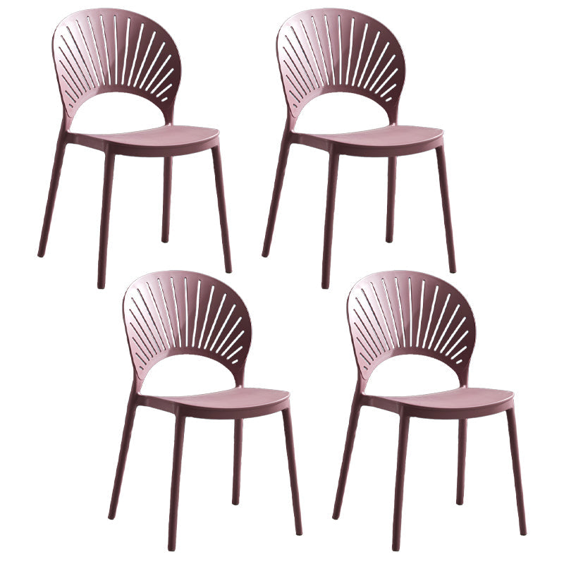 Home Contemporary Side Chair Open Back Shell-shaped Plastic Dining Room Chair Purple Set of 4 Clearhalo ' kitchen&dining_furn' 'Dining Chairs' 'Dining Tables & Seating' 'dining_chair' 'Furniture' 'furniture_dining_chair' 'Kitchen & Dining Furniture' 'kitchen' 3453663