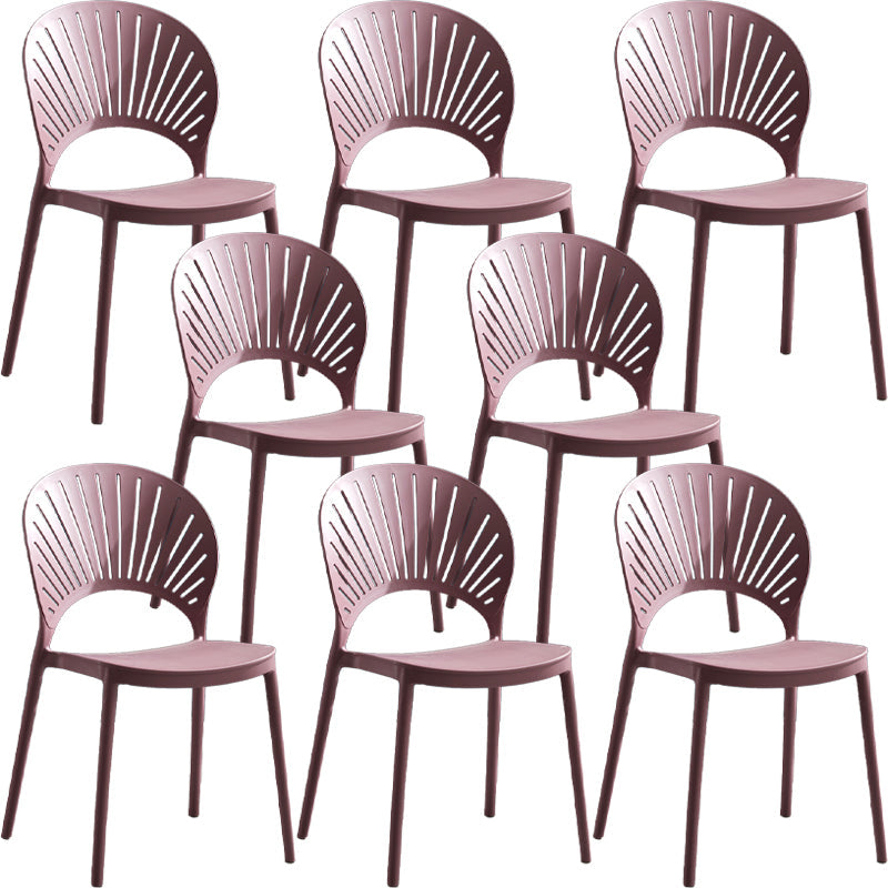 Home Contemporary Side Chair Open Back Shell-shaped Plastic Dining Room Chair Purple Set of 8 Clearhalo ' kitchen&dining_furn' 'Dining Chairs' 'Dining Tables & Seating' 'dining_chair' 'Furniture' 'furniture_dining_chair' 'Kitchen & Dining Furniture' 'kitchen' 3453664