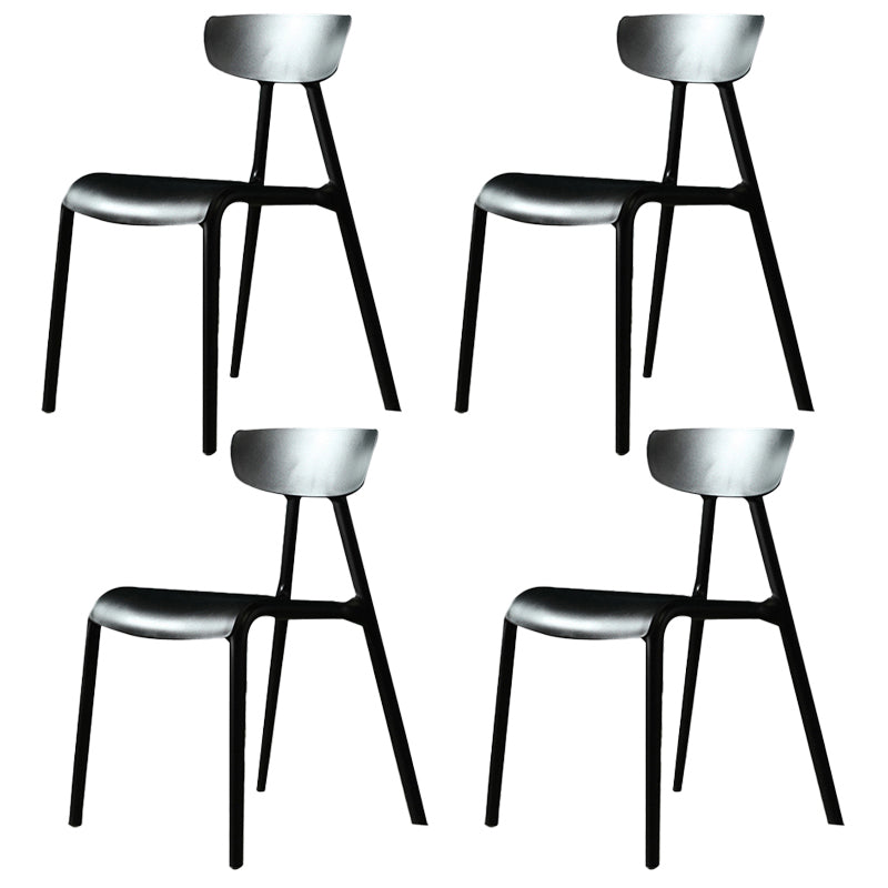 Home Contemporary Side Chair Open Back Plastic Armless Dining Room Chair Black Set of 4 Clearhalo ' kitchen&dining_furn' 'Dining Chairs' 'Dining Tables & Seating' 'dining_chair' 'Furniture' 'furniture_dining_chair' 'Kitchen & Dining Furniture' 'kitchen' 3453678