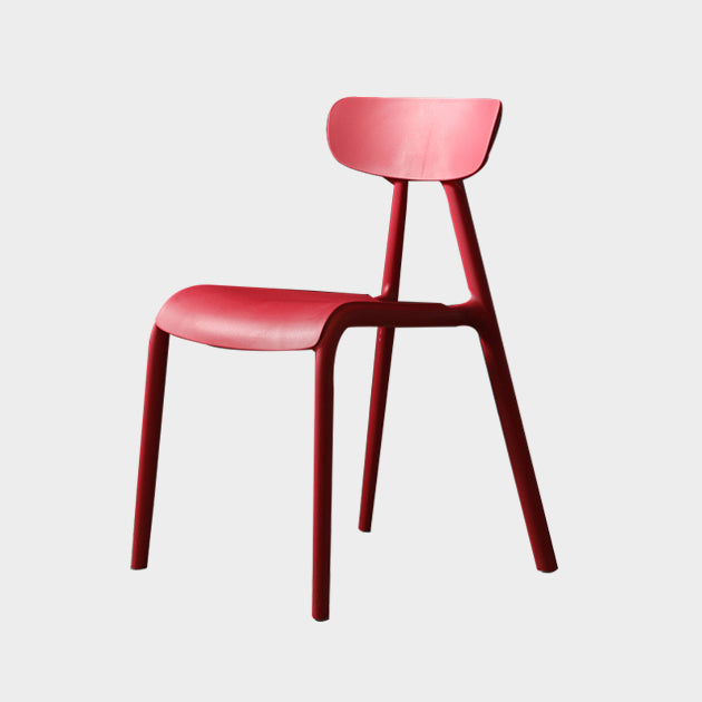Home Contemporary Side Chair Open Back Plastic Armless Dining Room Chair Red 1 Piece Clearhalo ' kitchen&dining_furn' 'Dining Chairs' 'Dining Tables & Seating' 'dining_chair' 'Furniture' 'furniture_dining_chair' 'Kitchen & Dining Furniture' 'kitchen' 3453692