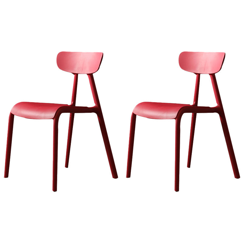 Home Contemporary Side Chair Open Back Plastic Armless Dining Room Chair Red Set of 2 Clearhalo ' kitchen&dining_furn' 'Dining Chairs' 'Dining Tables & Seating' 'dining_chair' 'Furniture' 'furniture_dining_chair' 'Kitchen & Dining Furniture' 'kitchen' 3453693