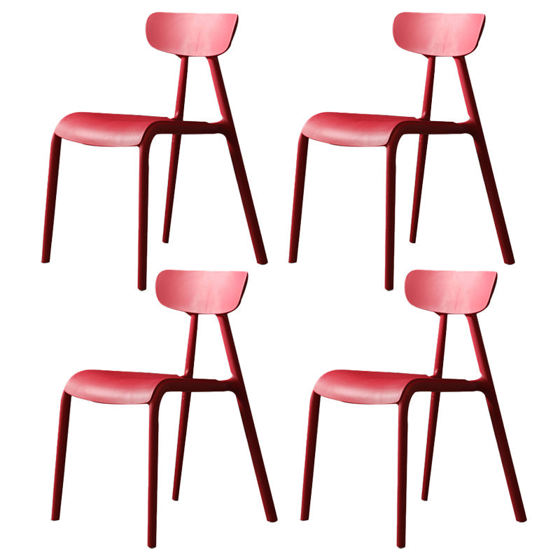 Home Contemporary Side Chair Open Back Plastic Armless Dining Room Chair Red Set of 4 Clearhalo ' kitchen&dining_furn' 'Dining Chairs' 'Dining Tables & Seating' 'dining_chair' 'Furniture' 'furniture_dining_chair' 'Kitchen & Dining Furniture' 'kitchen' 3453694