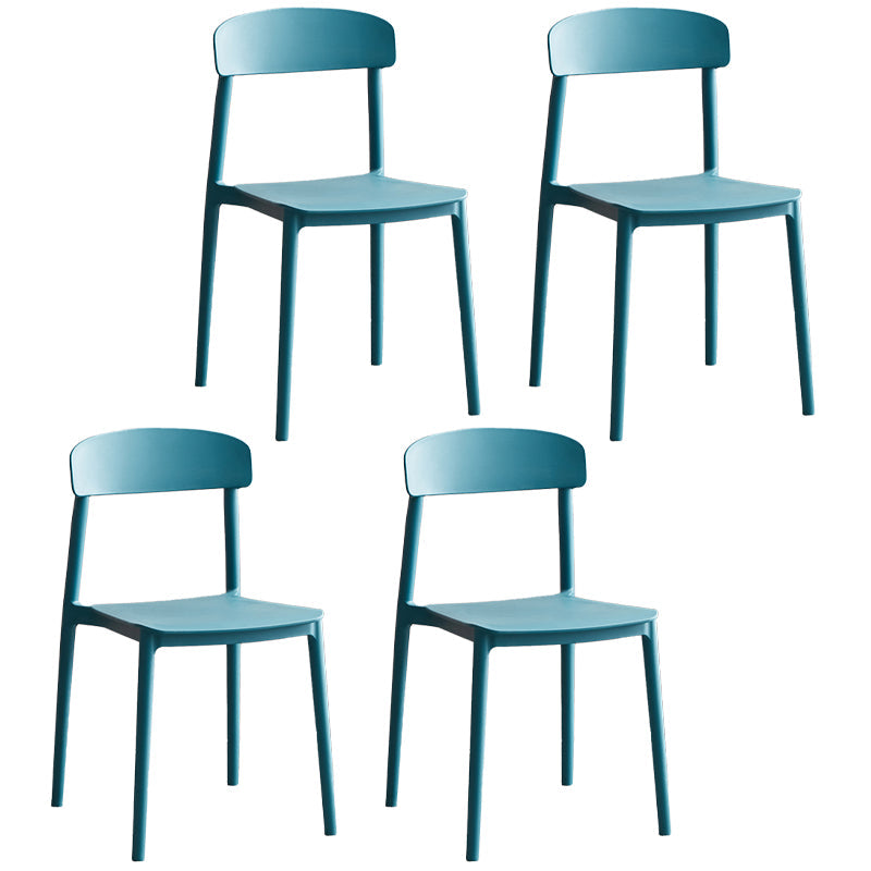 Contemporary Home Side Chair Open Back Plastic Stackable Dining Room Chair Blue Set of 4 Clearhalo ' kitchen&dining_furn' 'Dining Chairs' 'Dining Tables & Seating' 'dining_chair' 'Furniture' 'furniture_dining_chair' 'Kitchen & Dining Furniture' 'kitchen' 3453699