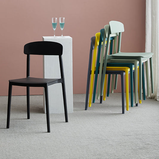 Contemporary Home Side Chair Open Back Plastic Stackable Dining Room Chair Clearhalo ' kitchen&dining_furn' 'Dining Chairs' 'Dining Tables & Seating' 'dining_chair' 'Furniture' 'furniture_dining_chair' 'Kitchen & Dining Furniture' 'kitchen' 3453700