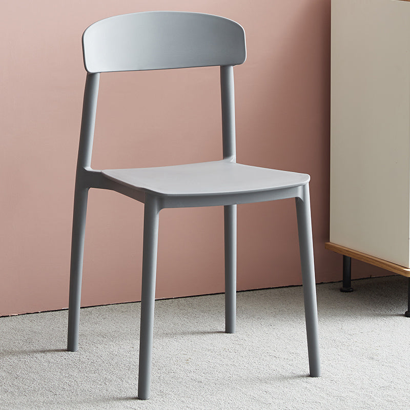 Contemporary Home Side Chair Open Back Plastic Stackable Dining Room Chair Grey 1 Piece Clearhalo ' kitchen&dining_furn' 'Dining Chairs' 'Dining Tables & Seating' 'dining_chair' 'Furniture' 'furniture_dining_chair' 'Kitchen & Dining Furniture' 'kitchen' 3453701