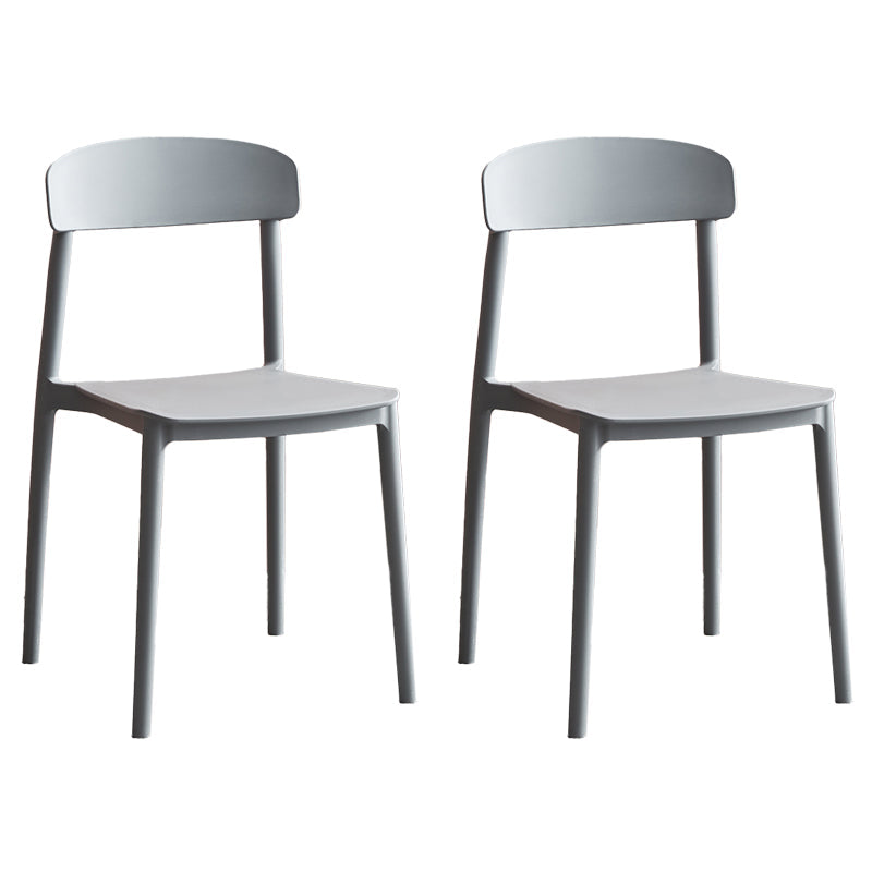Contemporary Home Side Chair Open Back Plastic Stackable Dining Room Chair Grey Set of 2 Clearhalo ' kitchen&dining_furn' 'Dining Chairs' 'Dining Tables & Seating' 'dining_chair' 'Furniture' 'furniture_dining_chair' 'Kitchen & Dining Furniture' 'kitchen' 3453703