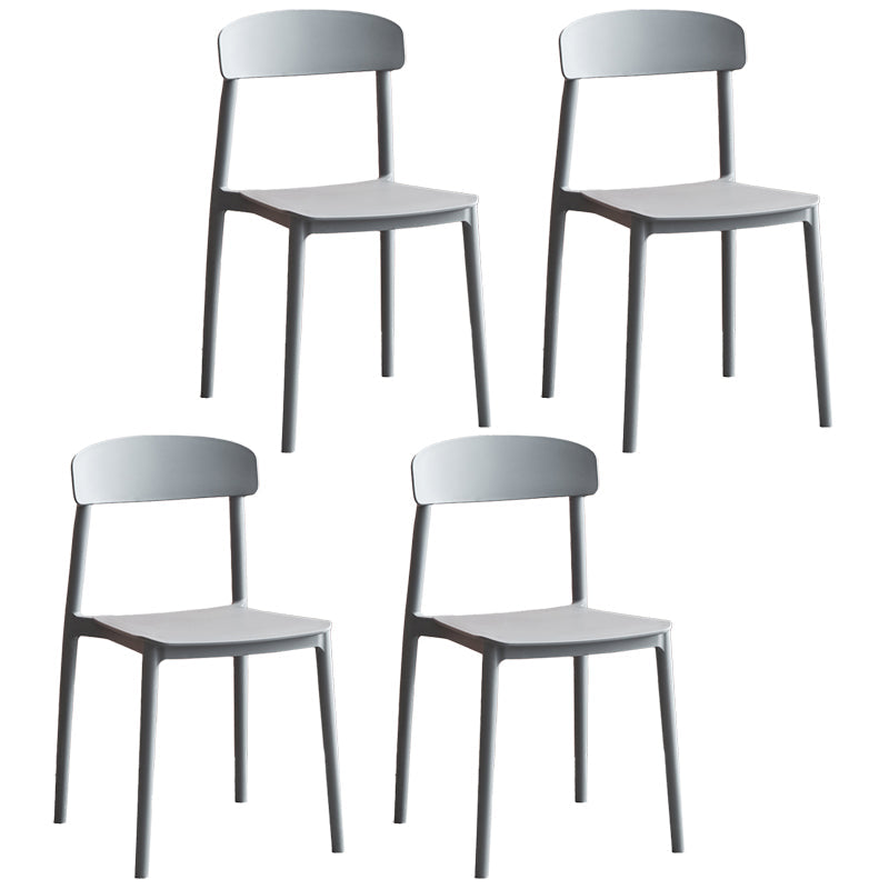 Contemporary Home Side Chair Open Back Plastic Stackable Dining Room Chair Grey Set of 4 Clearhalo ' kitchen&dining_furn' 'Dining Chairs' 'Dining Tables & Seating' 'dining_chair' 'Furniture' 'furniture_dining_chair' 'Kitchen & Dining Furniture' 'kitchen' 3453705