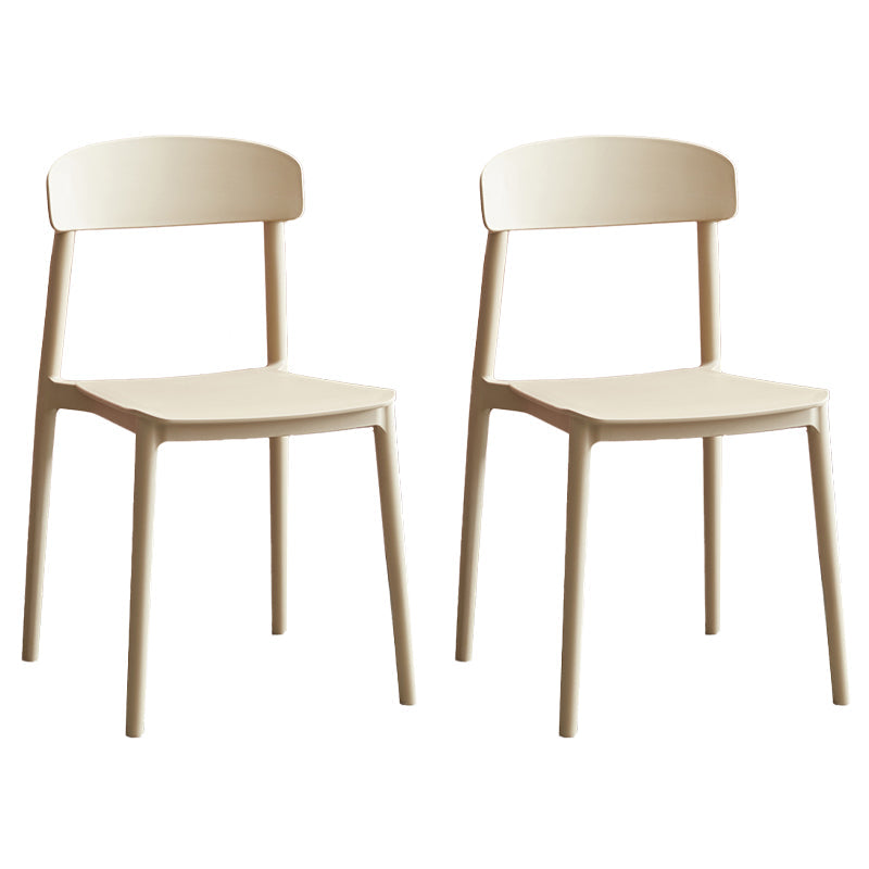 Contemporary Home Side Chair Open Back Plastic Stackable Dining Room Chair Off-White Set of 2 Clearhalo ' kitchen&dining_furn' 'Dining Chairs' 'Dining Tables & Seating' 'dining_chair' 'Furniture' 'furniture_dining_chair' 'Kitchen & Dining Furniture' 'kitchen' 3453713