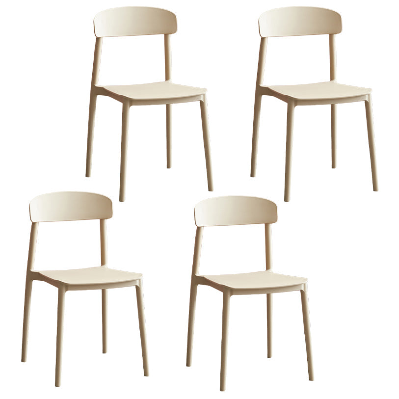 Contemporary Home Side Chair Open Back Plastic Stackable Dining Room Chair Off-White Set of 4 Clearhalo ' kitchen&dining_furn' 'Dining Chairs' 'Dining Tables & Seating' 'dining_chair' 'Furniture' 'furniture_dining_chair' 'Kitchen & Dining Furniture' 'kitchen' 3453714
