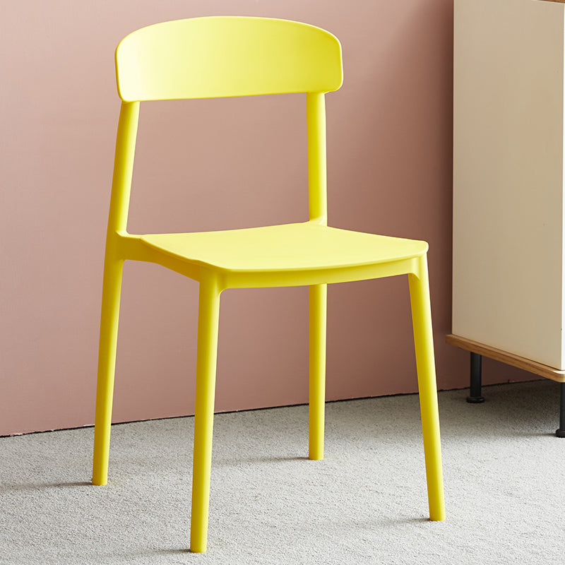 Contemporary Home Side Chair Open Back Plastic Stackable Dining Room Chair Yellow 1 Piece Clearhalo ' kitchen&dining_furn' 'Dining Chairs' 'Dining Tables & Seating' 'dining_chair' 'Furniture' 'furniture_dining_chair' 'Kitchen & Dining Furniture' 'kitchen' 3453715