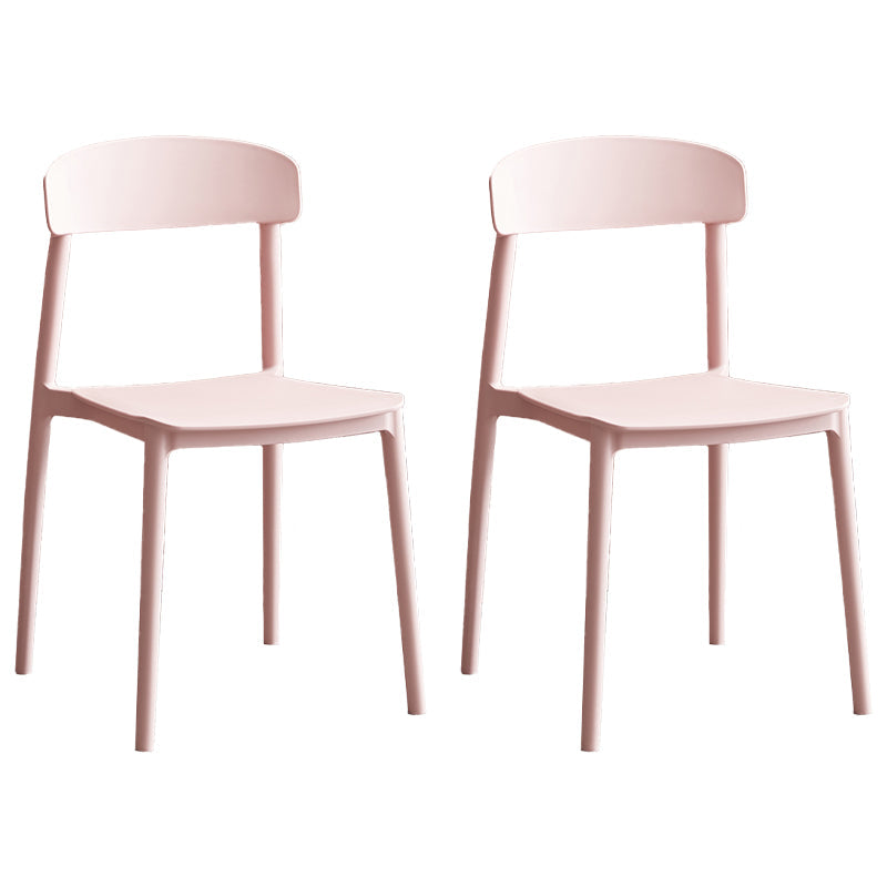 Contemporary Home Side Chair Open Back Plastic Stackable Dining Room Chair Pink Set of 2 Clearhalo ' kitchen&dining_furn' 'Dining Chairs' 'Dining Tables & Seating' 'dining_chair' 'Furniture' 'furniture_dining_chair' 'Kitchen & Dining Furniture' 'kitchen' 3453719