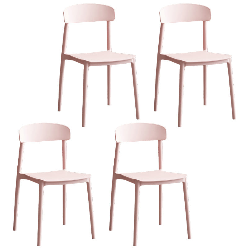 Contemporary Home Side Chair Open Back Plastic Stackable Dining Room Chair Pink Set of 4 Clearhalo ' kitchen&dining_furn' 'Dining Chairs' 'Dining Tables & Seating' 'dining_chair' 'Furniture' 'furniture_dining_chair' 'Kitchen & Dining Furniture' 'kitchen' 3453720