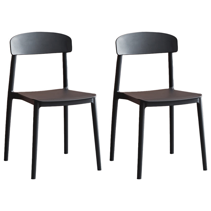 Contemporary Home Side Chair Open Back Plastic Stackable Dining Room Chair Black Set of 2 Clearhalo ' kitchen&dining_furn' 'Dining Chairs' 'Dining Tables & Seating' 'dining_chair' 'Furniture' 'furniture_dining_chair' 'Kitchen & Dining Furniture' 'kitchen' 3453722