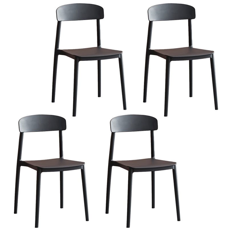 Contemporary Home Side Chair Open Back Plastic Stackable Dining Room Chair Black Set of 4 Clearhalo ' kitchen&dining_furn' 'Dining Chairs' 'Dining Tables & Seating' 'dining_chair' 'Furniture' 'furniture_dining_chair' 'Kitchen & Dining Furniture' 'kitchen' 3453723