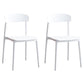 Contemporary Home Side Chair Open Back Plastic Stackable Dining Room Chair White Set of 2 Clearhalo ' kitchen&dining_furn' 'Dining Chairs' 'Dining Tables & Seating' 'dining_chair' 'Furniture' 'furniture_dining_chair' 'Kitchen & Dining Furniture' 'kitchen' 3453725