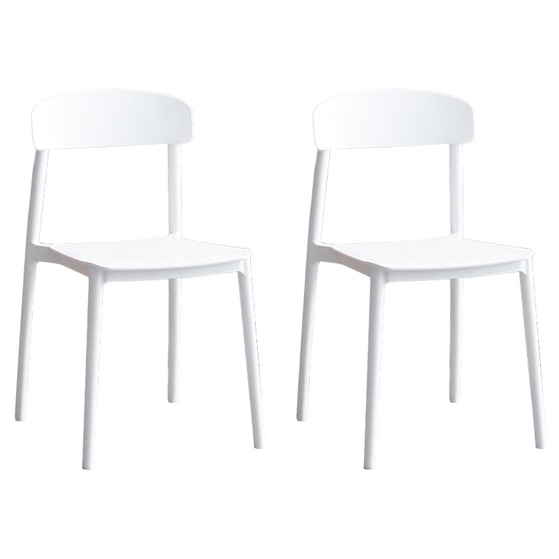 Contemporary Home Side Chair Open Back Plastic Stackable Dining Room Chair White Set of 2 Clearhalo ' kitchen&dining_furn' 'Dining Chairs' 'Dining Tables & Seating' 'dining_chair' 'Furniture' 'furniture_dining_chair' 'Kitchen & Dining Furniture' 'kitchen' 3453725
