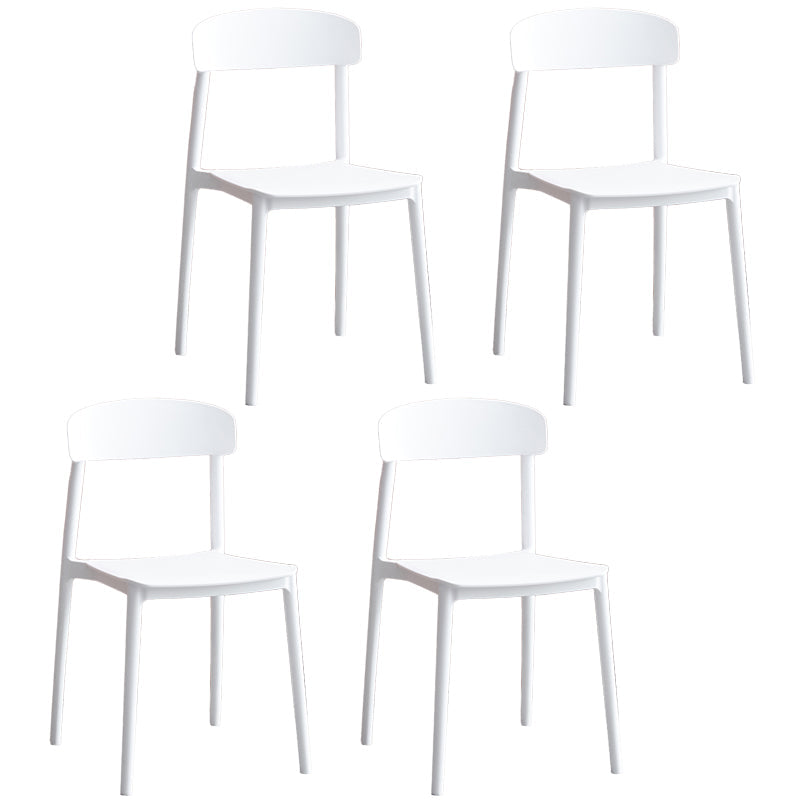 Contemporary Home Side Chair Open Back Plastic Stackable Dining Room Chair White Set of 4 Clearhalo ' kitchen&dining_furn' 'Dining Chairs' 'Dining Tables & Seating' 'dining_chair' 'Furniture' 'furniture_dining_chair' 'Kitchen & Dining Furniture' 'kitchen' 3453726