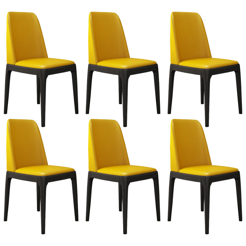 Wood Scandinavian Restaurant Side Chair Parsons Multi-color Dining Chair Yellow Black Set of 6 Clearhalo ' kitchen&dining_furn' 'Dining Chairs' 'Dining Tables & Seating' 'dining_chair' 'Furniture' 'furniture_dining_chair' 'Kitchen & Dining Furniture' 'kitchen' 3453732