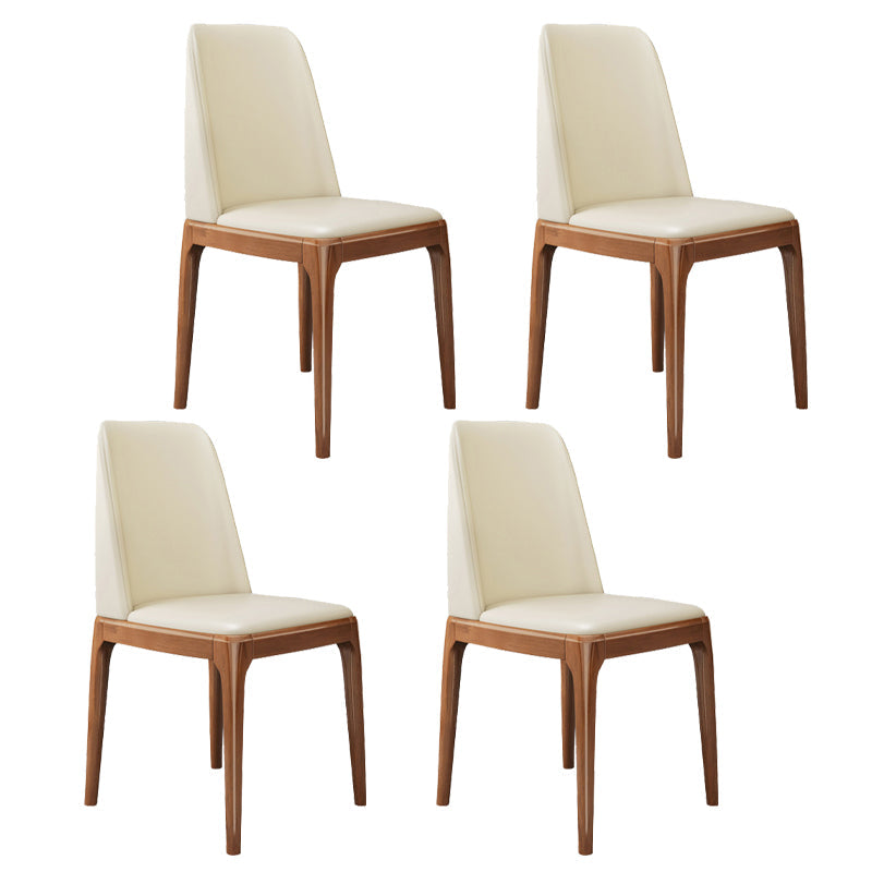Wood Scandinavian Restaurant Side Chair Parsons Multi-color Dining Chair Yellow Walnut Set of 4 Clearhalo ' kitchen&dining_furn' 'Dining Chairs' 'Dining Tables & Seating' 'dining_chair' 'Furniture' 'furniture_dining_chair' 'Kitchen & Dining Furniture' 'kitchen' 3453747