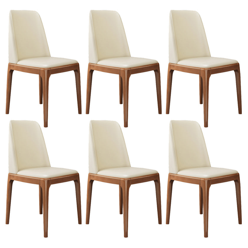 Wood Scandinavian Restaurant Side Chair Parsons Multi-color Dining Chair Yellow Walnut Set of 6 Clearhalo ' kitchen&dining_furn' 'Dining Chairs' 'Dining Tables & Seating' 'dining_chair' 'Furniture' 'furniture_dining_chair' 'Kitchen & Dining Furniture' 'kitchen' 3453749