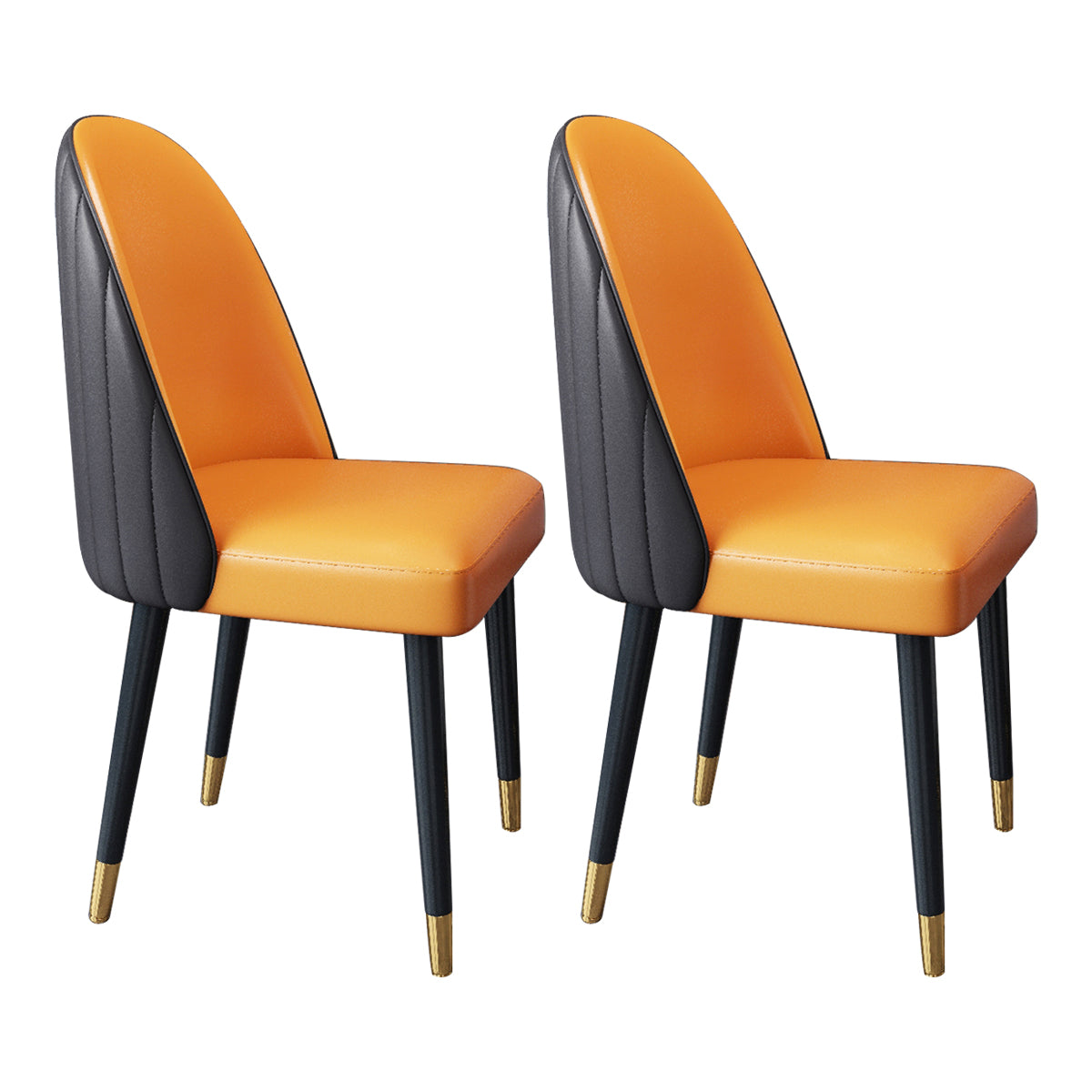 Nordic Style Leather Dining Room Chair Home Side Parsons Chair for Kitchen Khaki-Orange Set of 2 Clearhalo ' kitchen&dining_furn' 'Dining Chairs' 'Dining Tables & Seating' 'dining_chair' 'Furniture' 'furniture_dining_chair' 'Kitchen & Dining Furniture' 'kitchen' 3453765