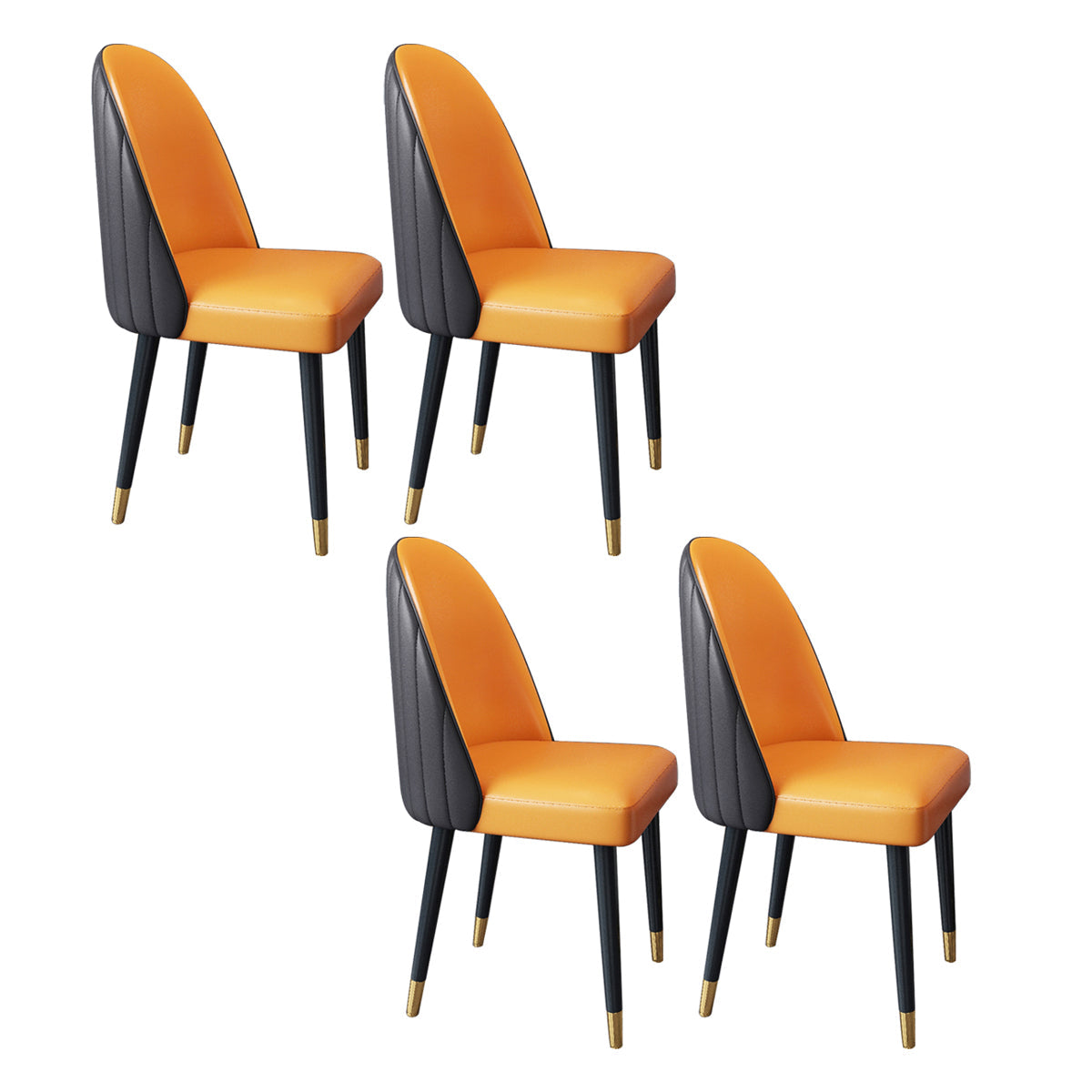 Nordic Style Leather Dining Room Chair Home Side Parsons Chair for Kitchen Khaki-Orange Set of 4 Clearhalo ' kitchen&dining_furn' 'Dining Chairs' 'Dining Tables & Seating' 'dining_chair' 'Furniture' 'furniture_dining_chair' 'Kitchen & Dining Furniture' 'kitchen' 3453768