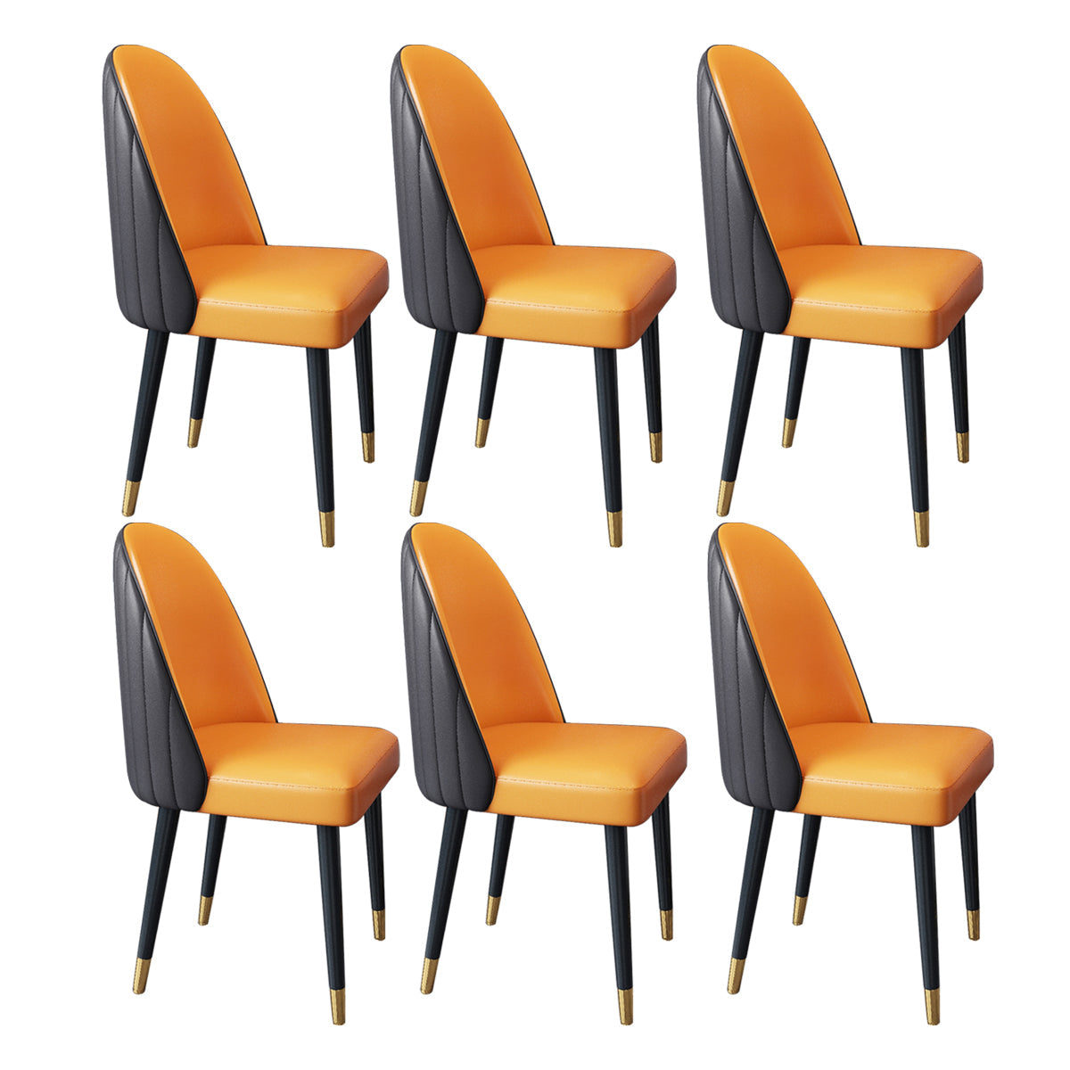 Nordic Style Leather Dining Room Chair Home Side Parsons Chair for Kitchen Khaki-Orange Set of 6 Clearhalo ' kitchen&dining_furn' 'Dining Chairs' 'Dining Tables & Seating' 'dining_chair' 'Furniture' 'furniture_dining_chair' 'Kitchen & Dining Furniture' 'kitchen' 3453770