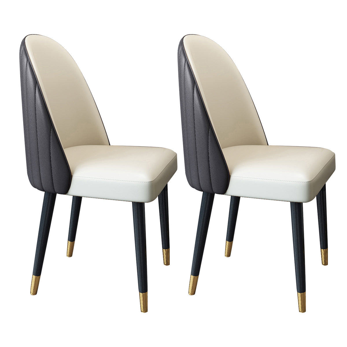 Nordic Style Leather Dining Room Chair Home Side Parsons Chair for Kitchen White-Brown Set of 2 Clearhalo ' kitchen&dining_furn' 'Dining Chairs' 'Dining Tables & Seating' 'dining_chair' 'Furniture' 'furniture_dining_chair' 'Kitchen & Dining Furniture' 'kitchen' 3453772