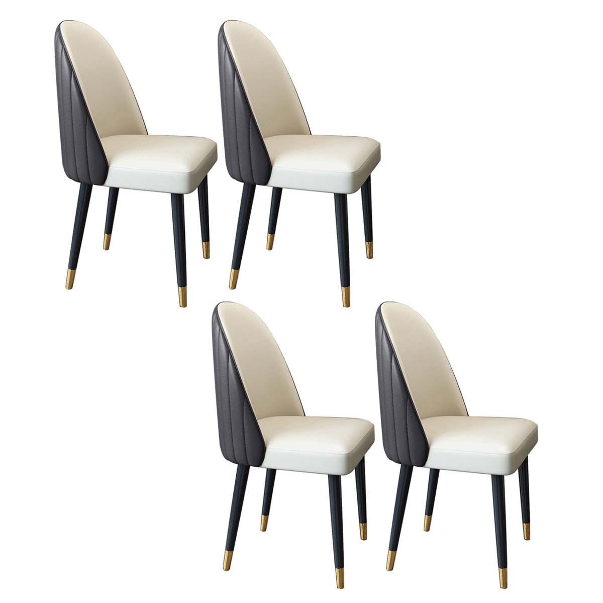 Nordic Style Leather Dining Room Chair Home Side Parsons Chair for Kitchen White-Brown Set of 4 Clearhalo ' kitchen&dining_furn' 'Dining Chairs' 'Dining Tables & Seating' 'dining_chair' 'Furniture' 'furniture_dining_chair' 'Kitchen & Dining Furniture' 'kitchen' 3453774