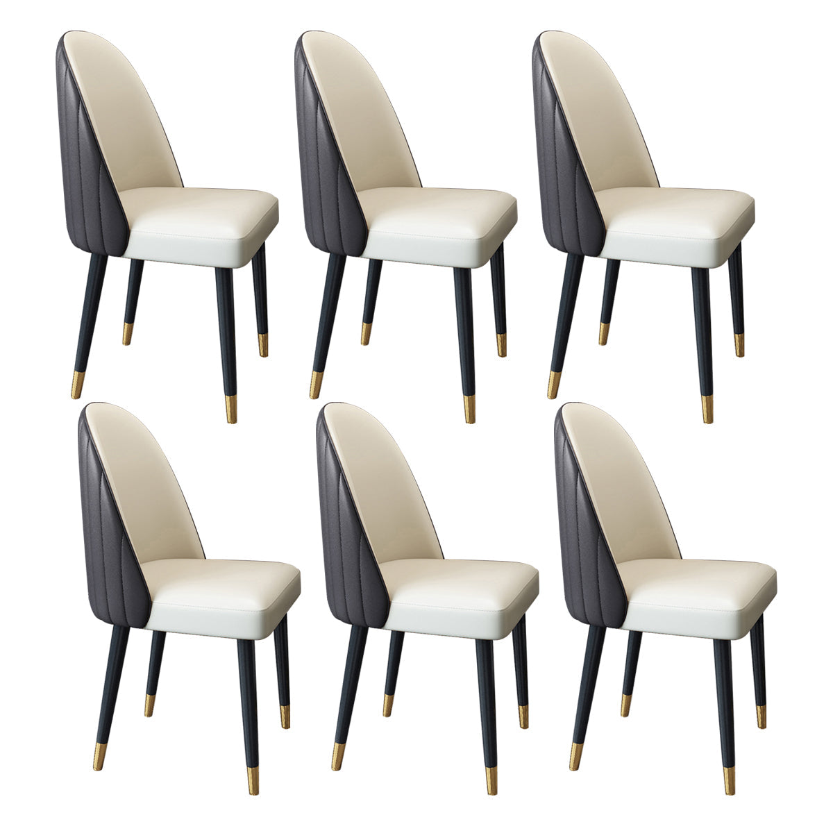 Nordic Style Leather Dining Room Chair Home Side Parsons Chair for Kitchen White-Brown Set of 6 Clearhalo ' kitchen&dining_furn' 'Dining Chairs' 'Dining Tables & Seating' 'dining_chair' 'Furniture' 'furniture_dining_chair' 'Kitchen & Dining Furniture' 'kitchen' 3453776