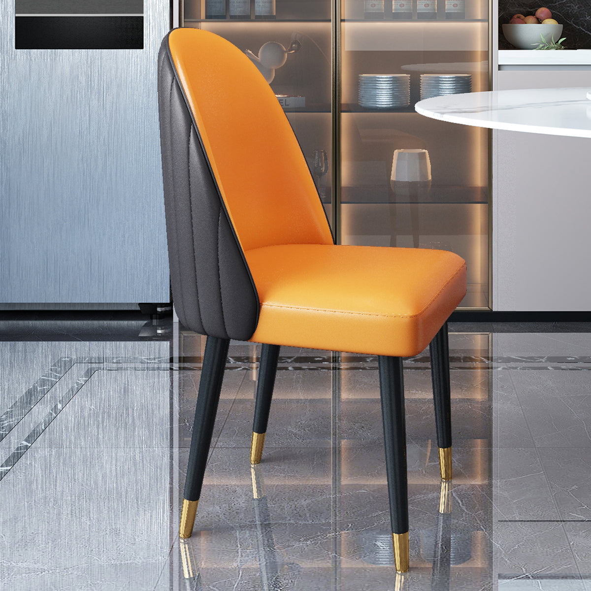 Nordic Style Leather Dining Room Chair Home Side Parsons Chair for Kitchen Clearhalo ' kitchen&dining_furn' 'Dining Chairs' 'Dining Tables & Seating' 'dining_chair' 'Furniture' 'furniture_dining_chair' 'Kitchen & Dining Furniture' 'kitchen' 3453781
