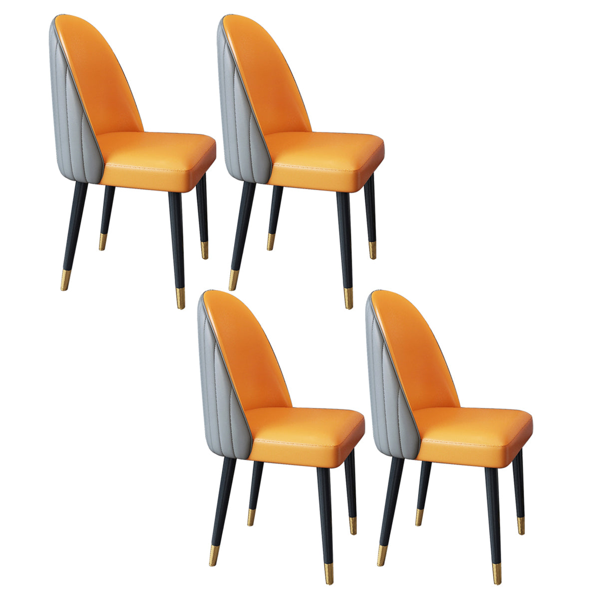 Nordic Style Leather Dining Room Chair Home Side Parsons Chair for Kitchen Orange-Gray Set of 4 Clearhalo ' kitchen&dining_furn' 'Dining Chairs' 'Dining Tables & Seating' 'dining_chair' 'Furniture' 'furniture_dining_chair' 'Kitchen & Dining Furniture' 'kitchen' 3453785
