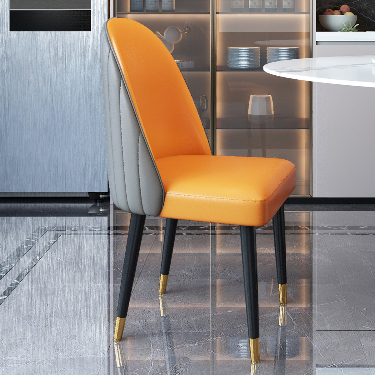 Nordic Style Leather Dining Room Chair Home Side Parsons Chair for Kitchen Clearhalo ' kitchen&dining_furn' 'Dining Chairs' 'Dining Tables & Seating' 'dining_chair' 'Furniture' 'furniture_dining_chair' 'Kitchen & Dining Furniture' 'kitchen' 3453787