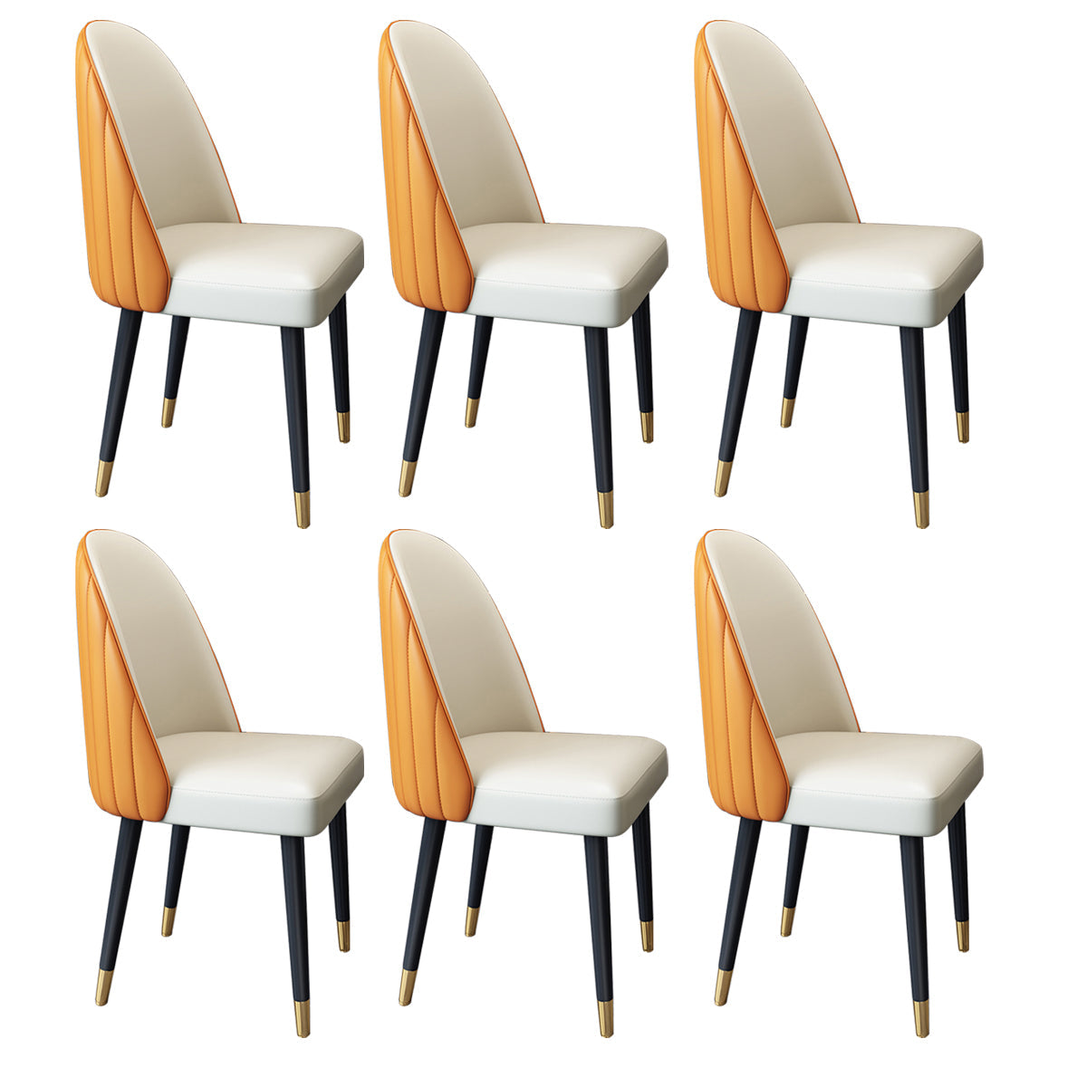Nordic Style Leather Dining Room Chair Home Side Parsons Chair for Kitchen Orange White Set of 6 Clearhalo ' kitchen&dining_furn' 'Dining Chairs' 'Dining Tables & Seating' 'dining_chair' 'Furniture' 'furniture_dining_chair' 'Kitchen & Dining Furniture' 'kitchen' 3453792