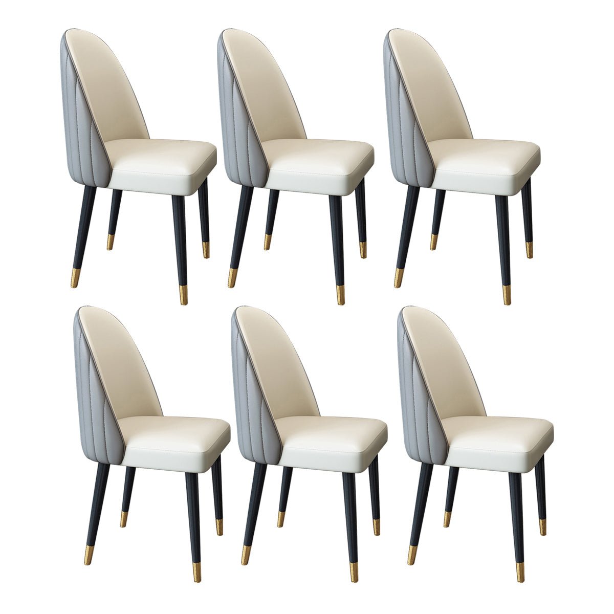 Nordic Style Leather Dining Room Chair Home Side Parsons Chair for Kitchen Gray-White Set of 6 Clearhalo ' kitchen&dining_furn' 'Dining Chairs' 'Dining Tables & Seating' 'dining_chair' 'Furniture' 'furniture_dining_chair' 'Kitchen & Dining Furniture' 'kitchen' 3453795