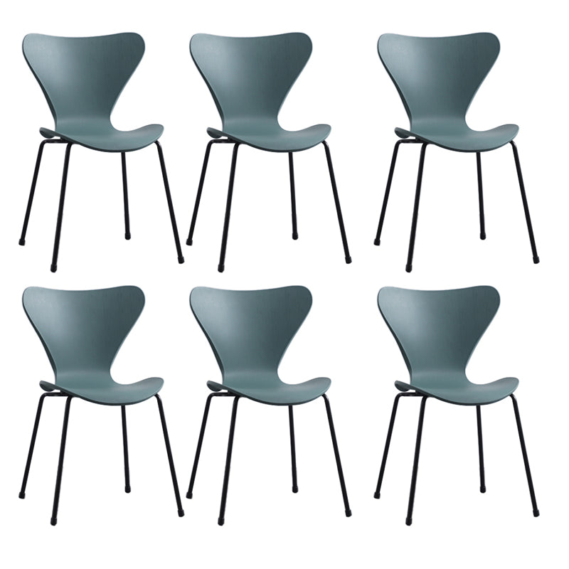 Modern Armless Side Chairs with 4 Black Finish Legs Plastic Solid Chairs for Home Use Green Black Set of 6 Clearhalo ' kitchen&dining_furn' 'Dining Chairs' 'Dining Tables & Seating' 'dining_chair' 'Furniture' 'furniture_dining_chair' 'Kitchen & Dining Furniture' 'kitchen' 3453819