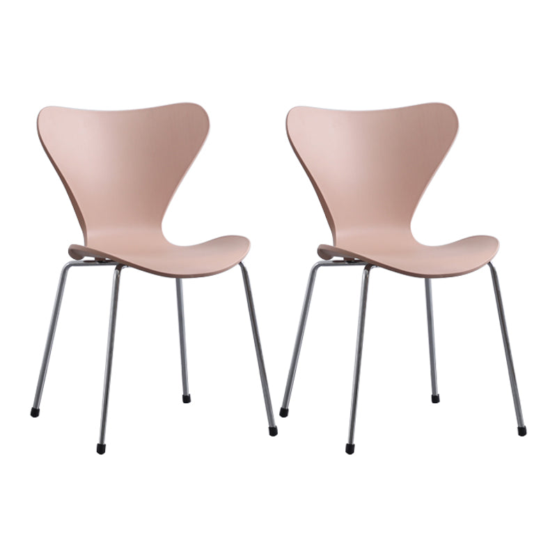 Modern Armless Side Chairs with 4 Black Finish Legs Plastic Solid Chairs for Home Use Pink Silver Set of 2 Clearhalo ' kitchen&dining_furn' 'Dining Chairs' 'Dining Tables & Seating' 'dining_chair' 'Furniture' 'furniture_dining_chair' 'Kitchen & Dining Furniture' 'kitchen' 3453821