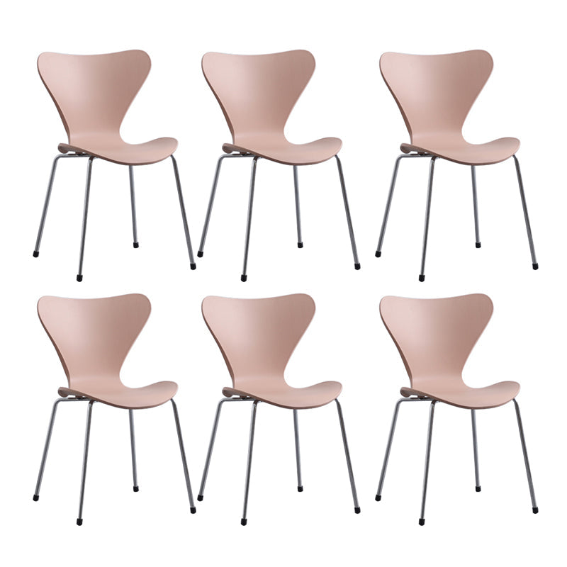 Modern Armless Side Chairs with 4 Black Finish Legs Plastic Solid Chairs for Home Use Pink Silver Set of 6 Clearhalo ' kitchen&dining_furn' 'Dining Chairs' 'Dining Tables & Seating' 'dining_chair' 'Furniture' 'furniture_dining_chair' 'Kitchen & Dining Furniture' 'kitchen' 3453825