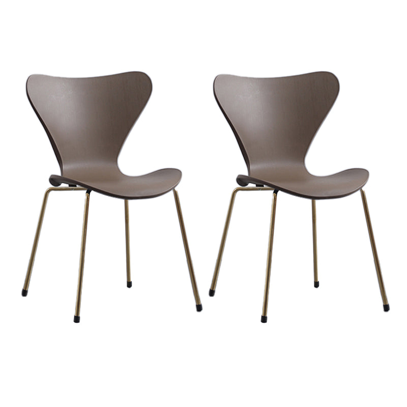 Modern Armless Side Chairs with 4 Black Finish Legs Plastic Solid Chairs for Home Use Brown Brass Gold Set of 2 Clearhalo ' kitchen&dining_furn' 'Dining Chairs' 'Dining Tables & Seating' 'dining_chair' 'Furniture' 'furniture_dining_chair' 'Kitchen & Dining Furniture' 'kitchen' 3453827