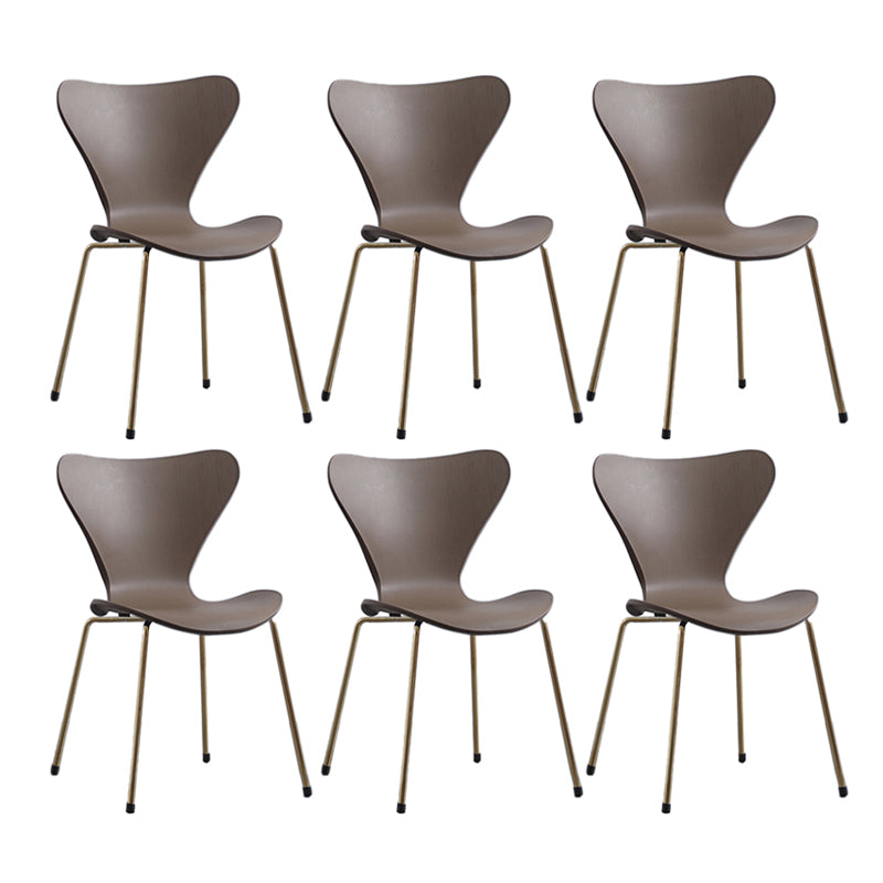 Modern Armless Side Chairs with 4 Black Finish Legs Plastic Solid Chairs for Home Use Brown Brass Gold Set of 6 Clearhalo ' kitchen&dining_furn' 'Dining Chairs' 'Dining Tables & Seating' 'dining_chair' 'Furniture' 'furniture_dining_chair' 'Kitchen & Dining Furniture' 'kitchen' 3453831