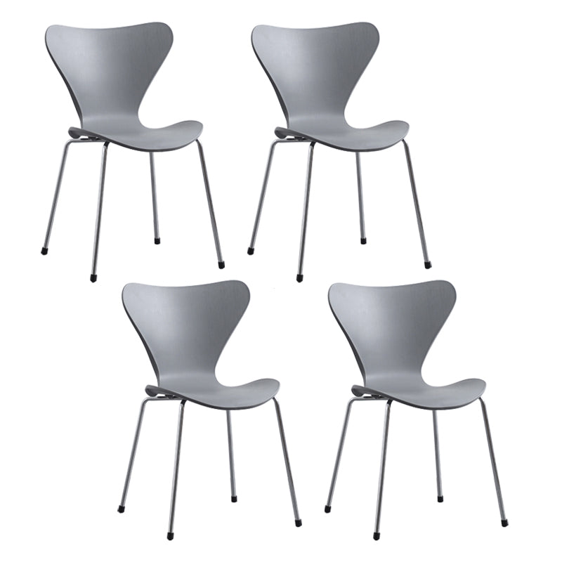 Modern Armless Side Chairs with 4 Black Finish Legs Plastic Solid Chairs for Home Use Grey Silver Set of 4 Clearhalo ' kitchen&dining_furn' 'Dining Chairs' 'Dining Tables & Seating' 'dining_chair' 'Furniture' 'furniture_dining_chair' 'Kitchen & Dining Furniture' 'kitchen' 3453836
