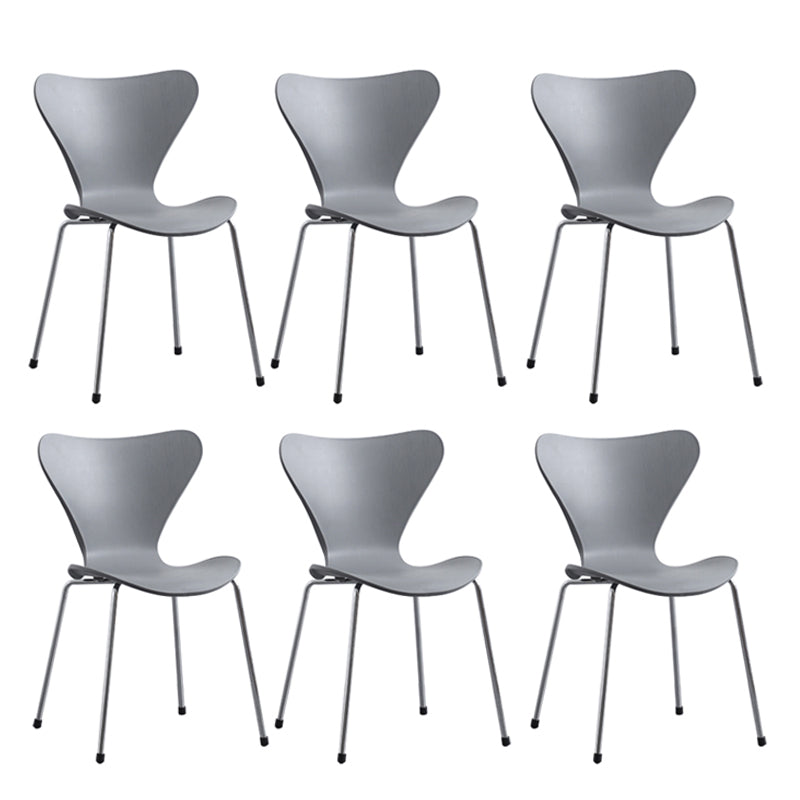 Modern Armless Side Chairs with 4 Black Finish Legs Plastic Solid Chairs for Home Use Grey Silver Set of 6 Clearhalo ' kitchen&dining_furn' 'Dining Chairs' 'Dining Tables & Seating' 'dining_chair' 'Furniture' 'furniture_dining_chair' 'Kitchen & Dining Furniture' 'kitchen' 3453837