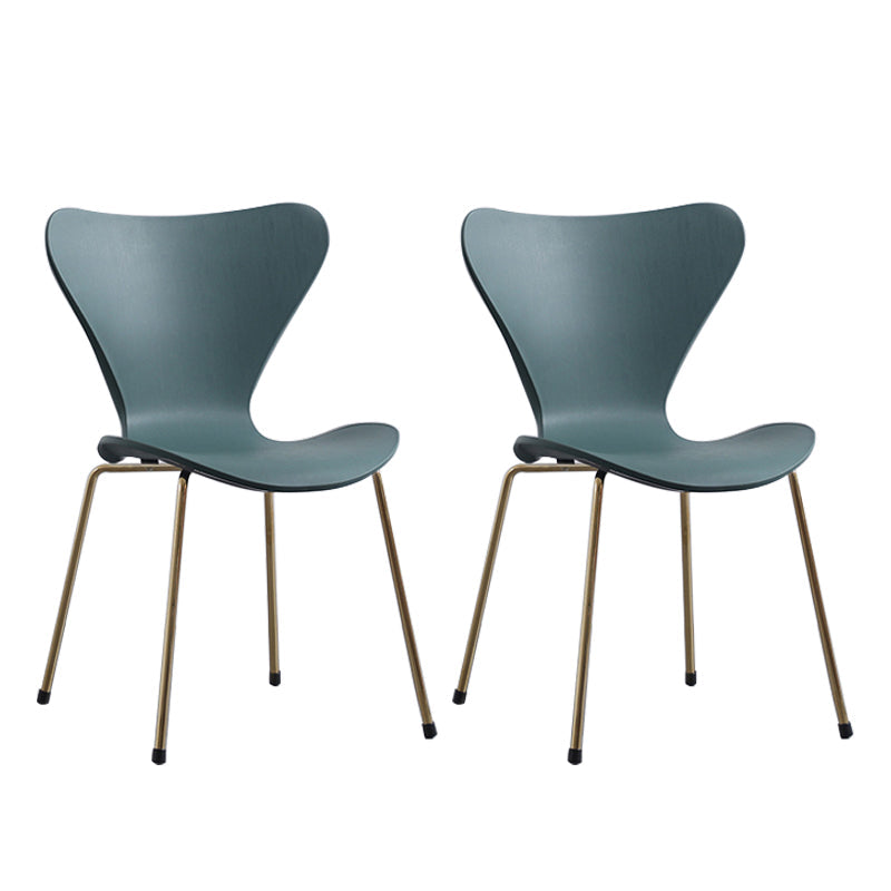 Modern Armless Side Chairs with 4 Black Finish Legs Plastic Solid Chairs for Home Use Green Brass Gold Set of 2 Clearhalo ' kitchen&dining_furn' 'Dining Chairs' 'Dining Tables & Seating' 'dining_chair' 'Furniture' 'furniture_dining_chair' 'Kitchen & Dining Furniture' 'kitchen' 3453840